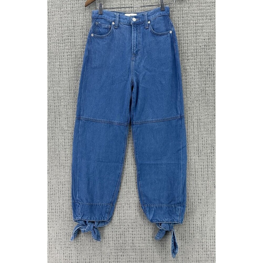 7 For All Mankind Denim Pants Womens 26 Blue Tapered Ankle Tie Jean In Tulip